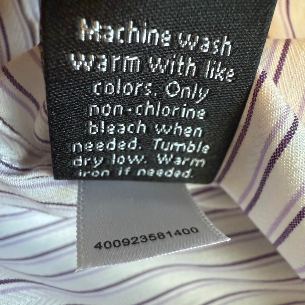 Apt. 9 Modern Fit Striped Button Down Shirt Purple White 100% Cotton Small NEW - Picture 7 of 7